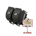 Interruptor Vidro Eletrico Renault Duster 2013 em diante - Sandero Logan 2014 em diante Duplo Obs.Fundo Branco